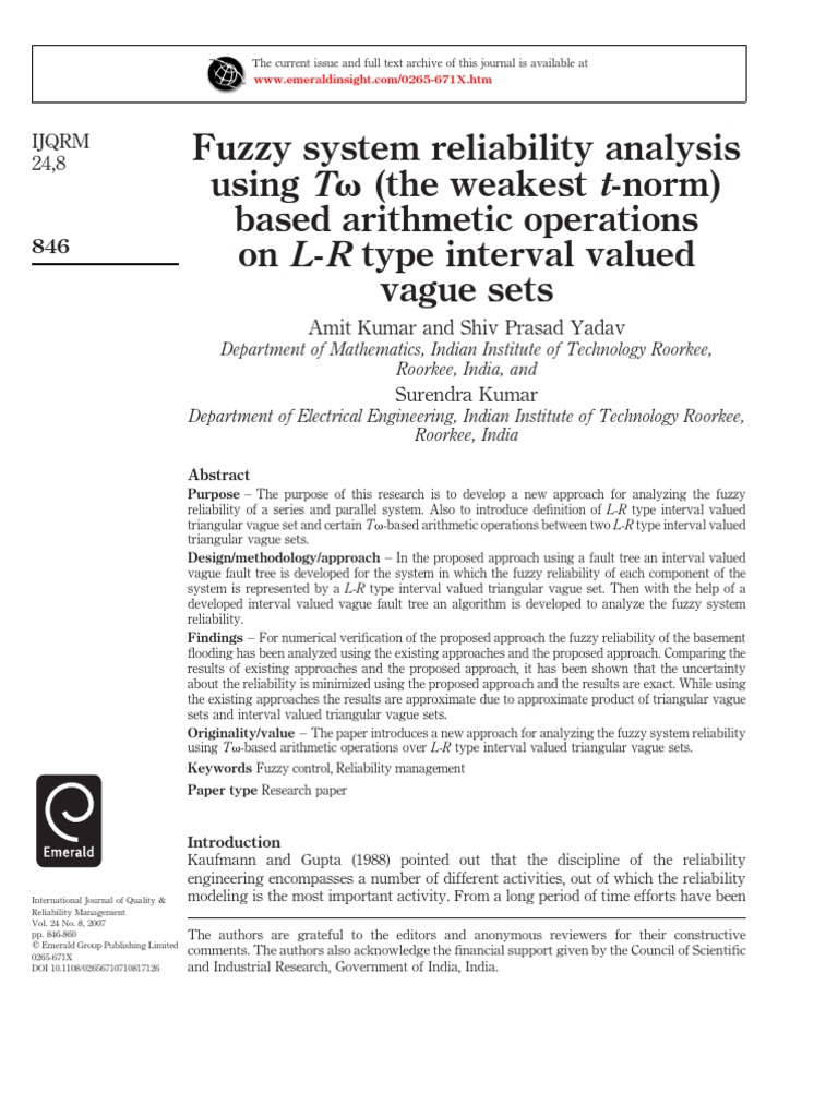 Fuzzy Reliability with Interval Vague Sets | PDF | Fuzzy Logic ...