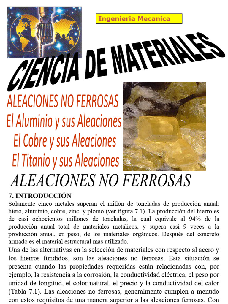 CAP Ic ALEACIONES NO FERROSAS para Ingeniería | PDF | Cobre | Aleación