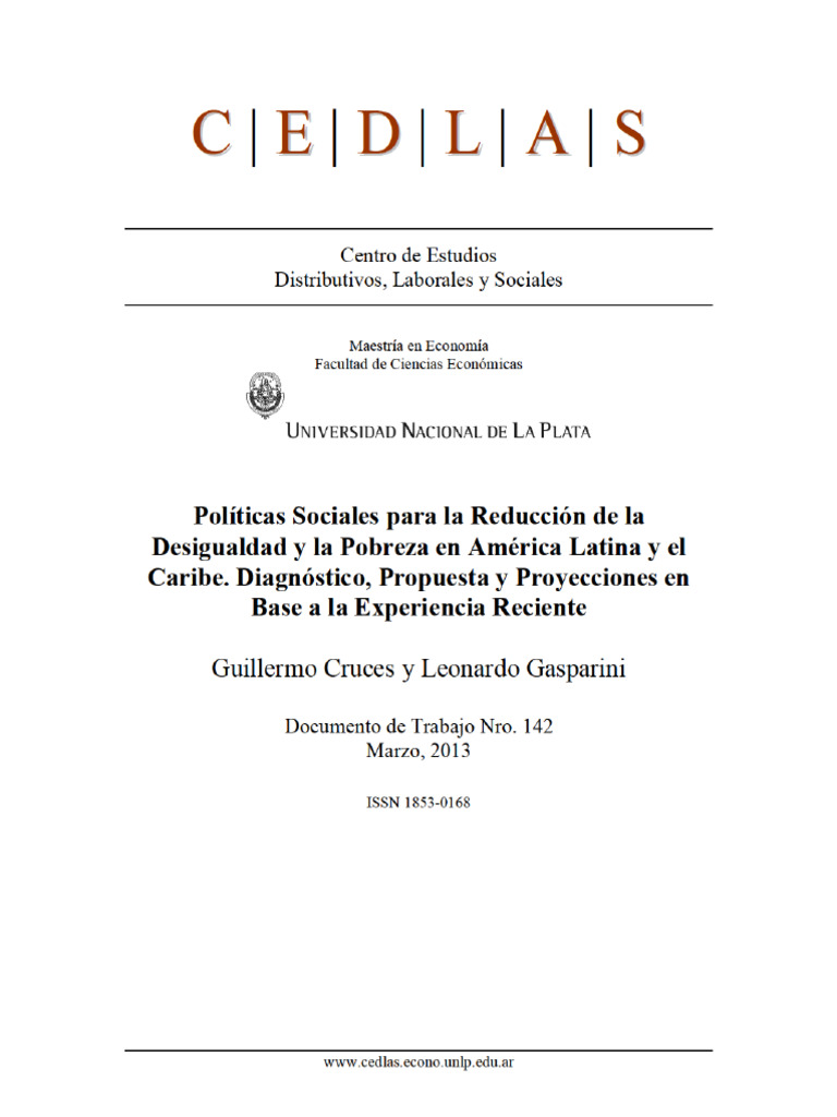Políticas Sociales para La Reducción de La Desigualdad y La Pobreza | PDF