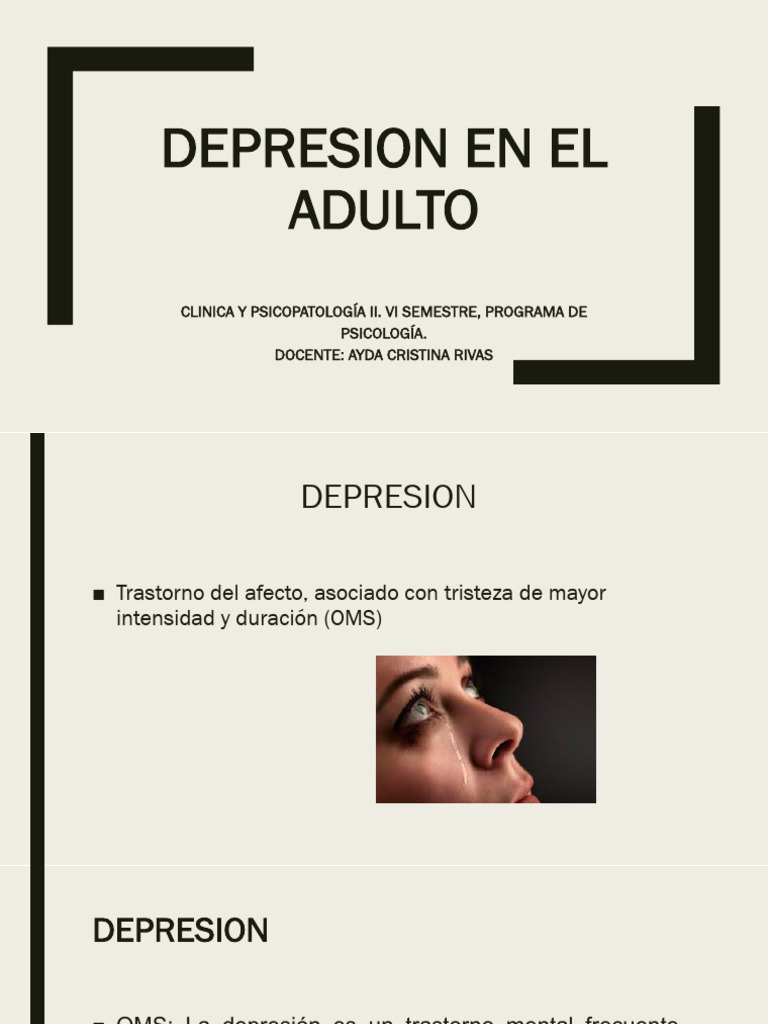 Depresion en Adultos | PDF | Trastorno depresivo mayor | Dolor