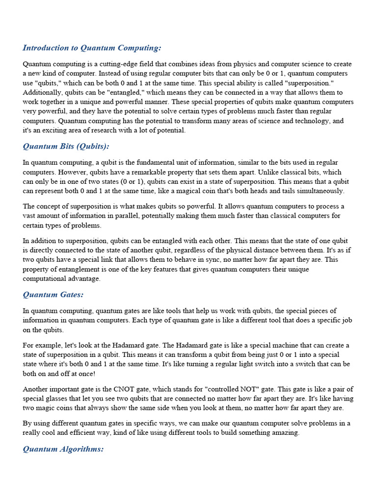 Introduction to Quantum Computing Basics | PDF | Quantum Computing ...