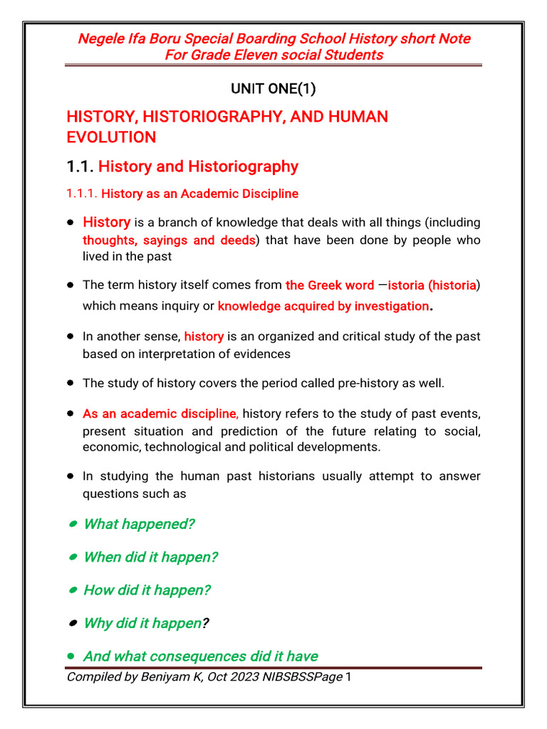 Grade 11 History: Unit 1 Overview | PDF | Ancient Egypt | Paleolithic