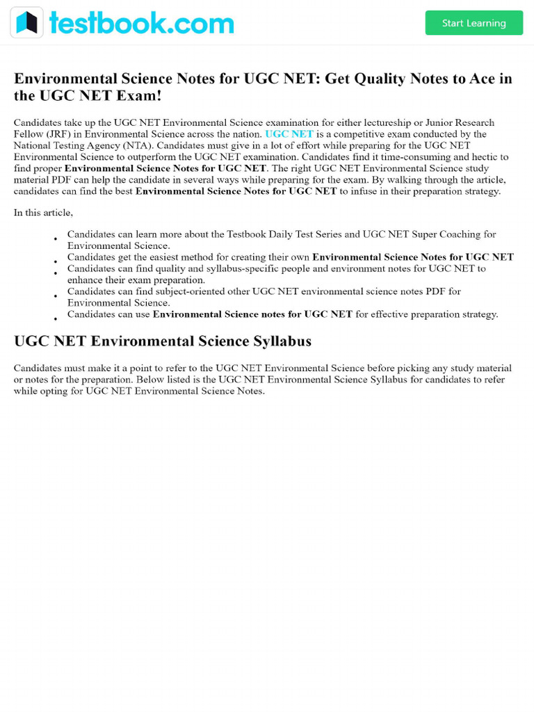 Environmental Science Notes For UGC NET - Get Quality Notes To Ace in ...