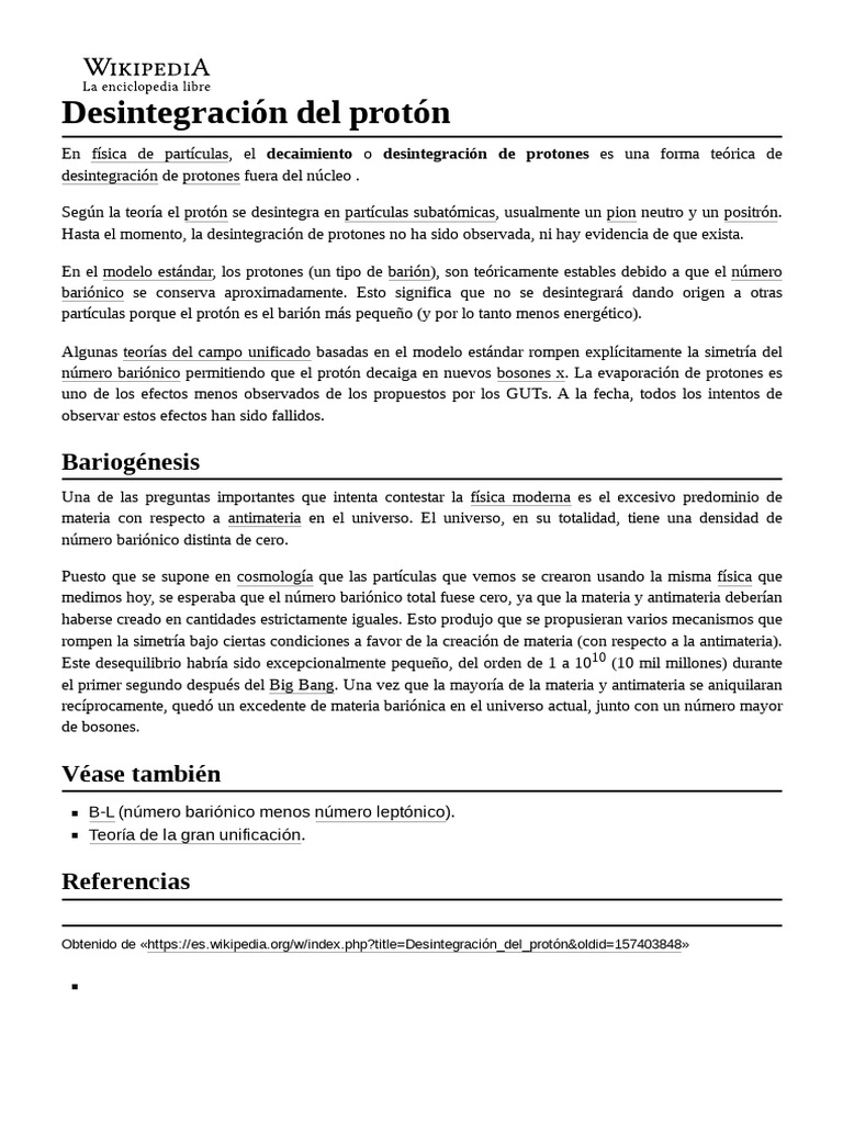 Desintegración Del Protón PDF