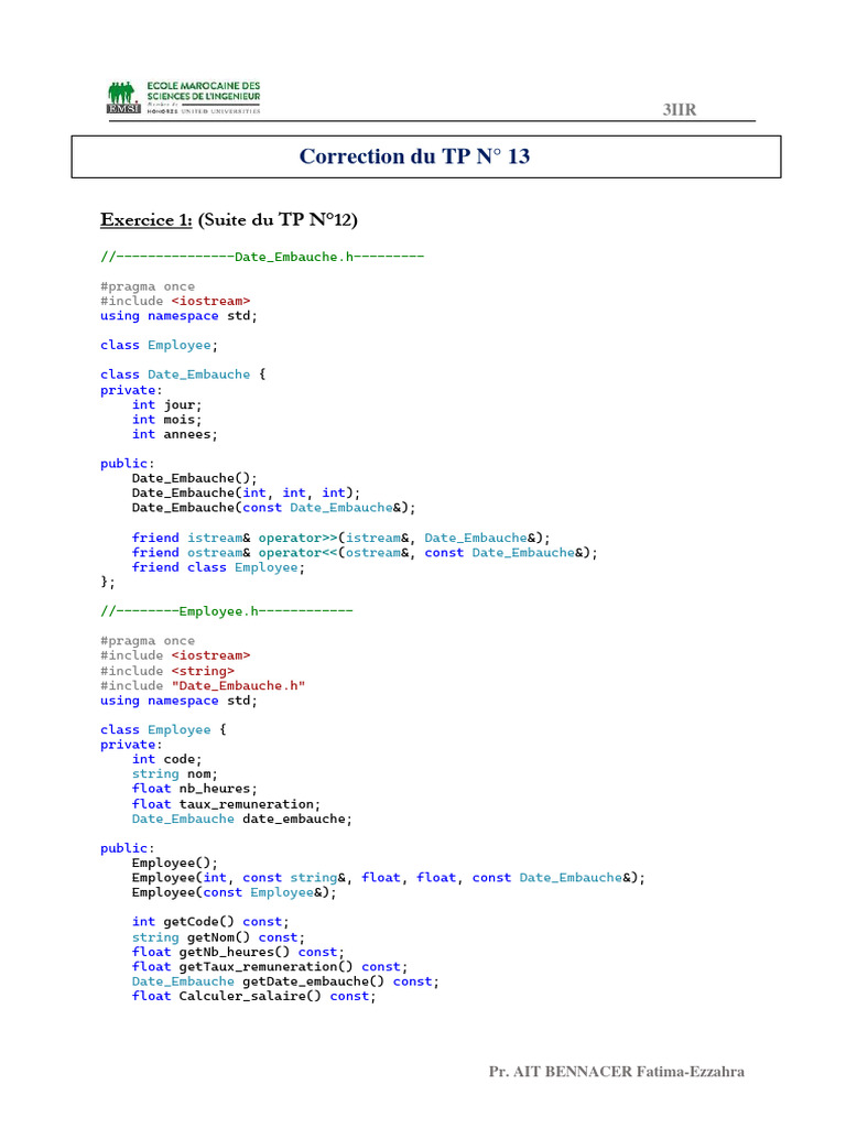 Gestion des employés et étudiants en C++ | PDF | Programmation ...