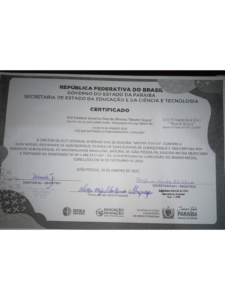 Certificado Escolar | PDF