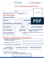 Ficha de Ratificación de Matricula - 25 de Marzo