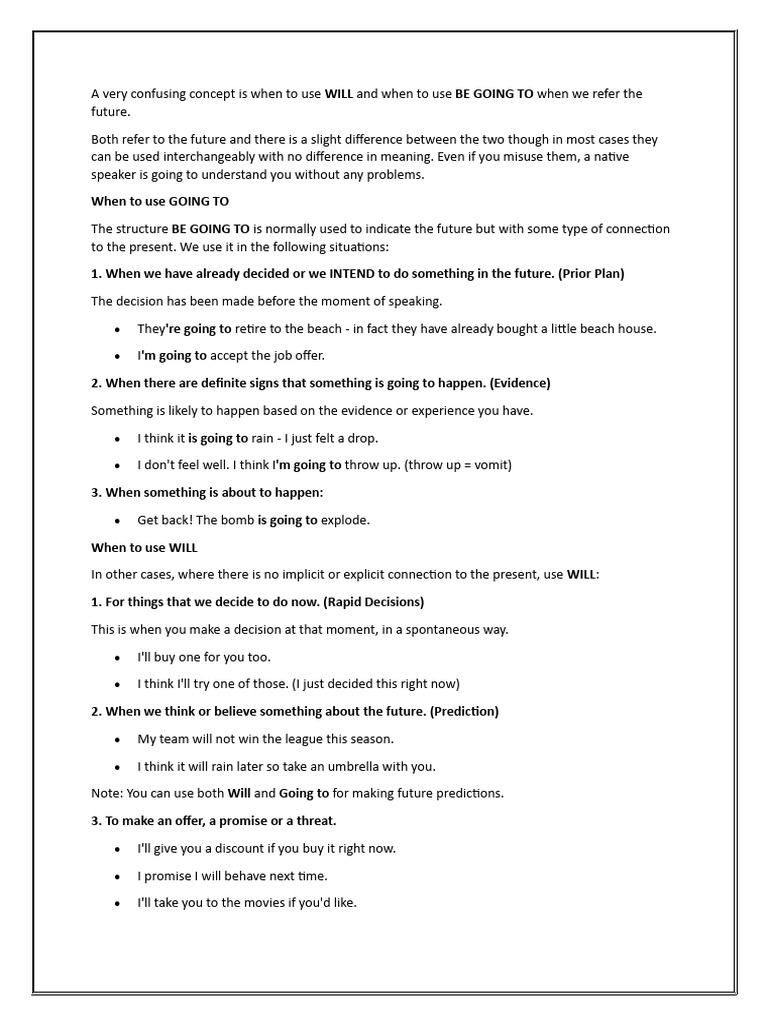 Will Vs Be Going To Download Free Pdf Cognition