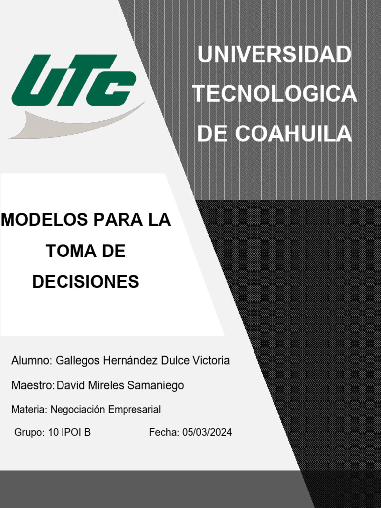 Modelos de Toma de Decisiones Empresariales | PDF | Toma de decisiones ...