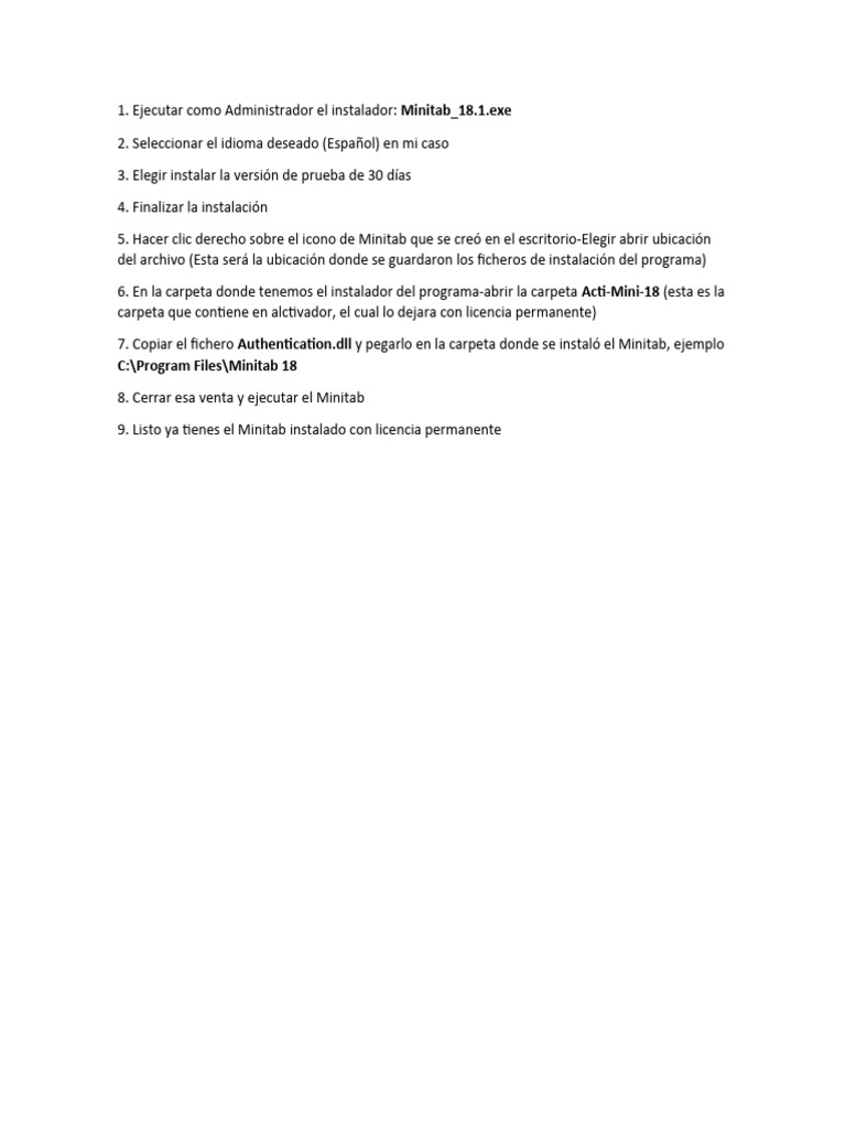 Instalación De Minitab 18 1 Pdf