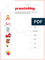 Toys Matching Worksheet in Red White Illustrative Style