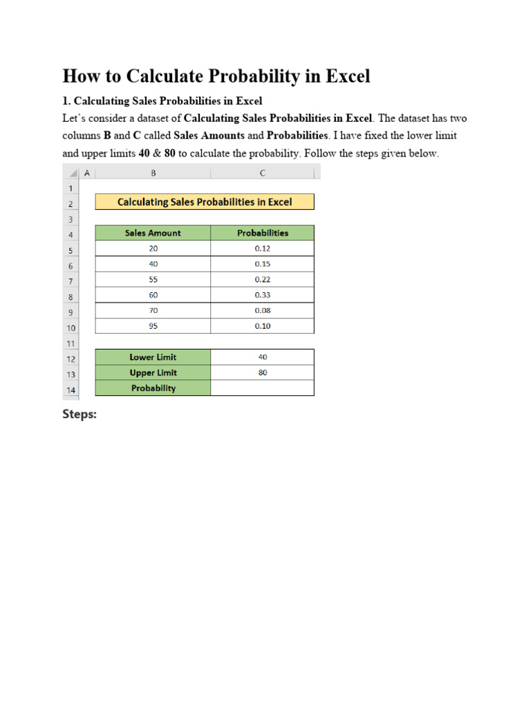 How To Calculate Probability in Excel | PDF | Probability | Mathematics