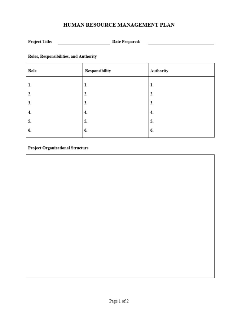 Human Resource Management Plan PDF