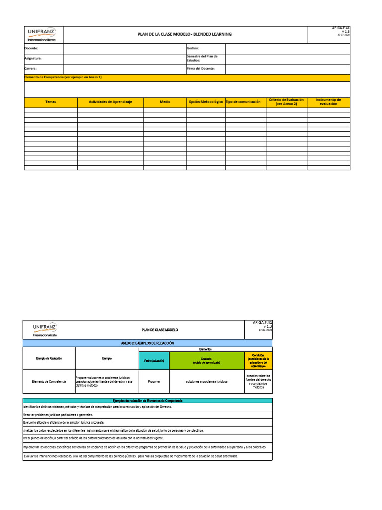2.1 Plan de La Clase Modelo Blended Learning 1.3 | PDF | Evaluación