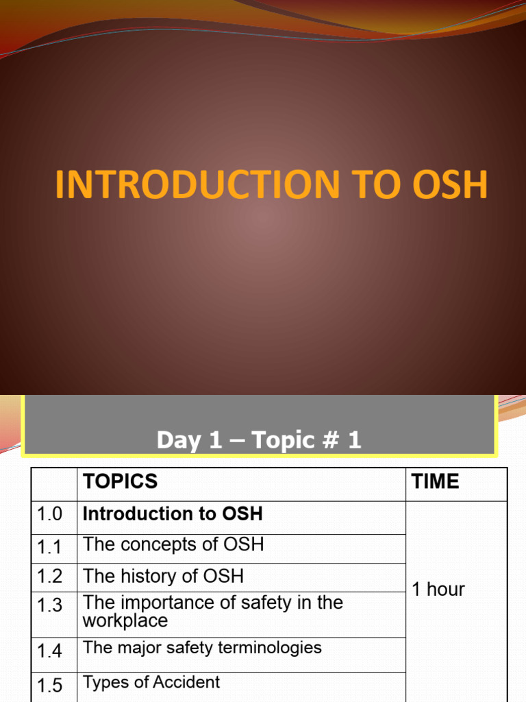 1 Introduction To Osha | PDF | Occupational Safety And Health | Labor ...