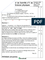 Devoir de Contrôle N°1 Avec Correction - Sciences Physiques - 3ème Technique (2023-2024) MR JALLOULI RAFEK