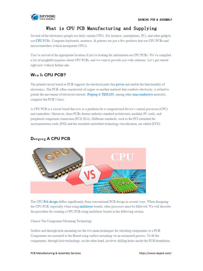 What is CPU PCB Manufacturing and Supplying | PDF | Printed Circuit ...