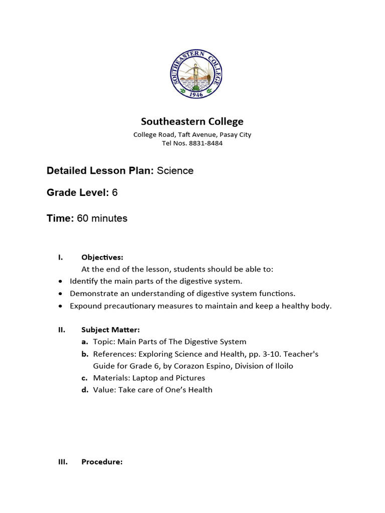Grade 6 Digestive System Lesson | PDF | Human Digestive System | Digestion