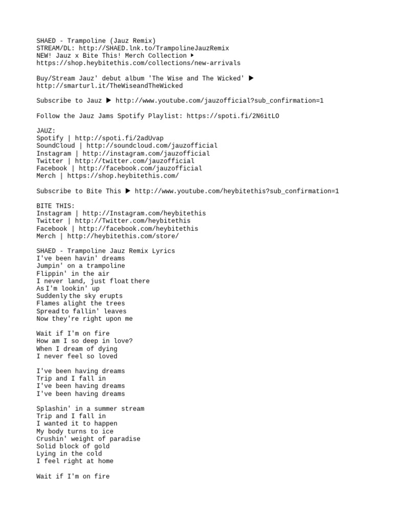 SHAED Trampoline (Jauz Remix) (Descrição) PDF