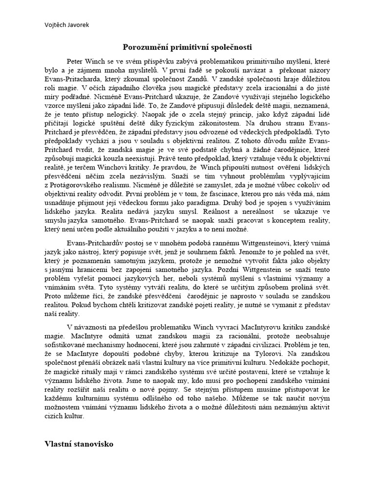 Peter Winch - Vojtěch Javorek | PDF