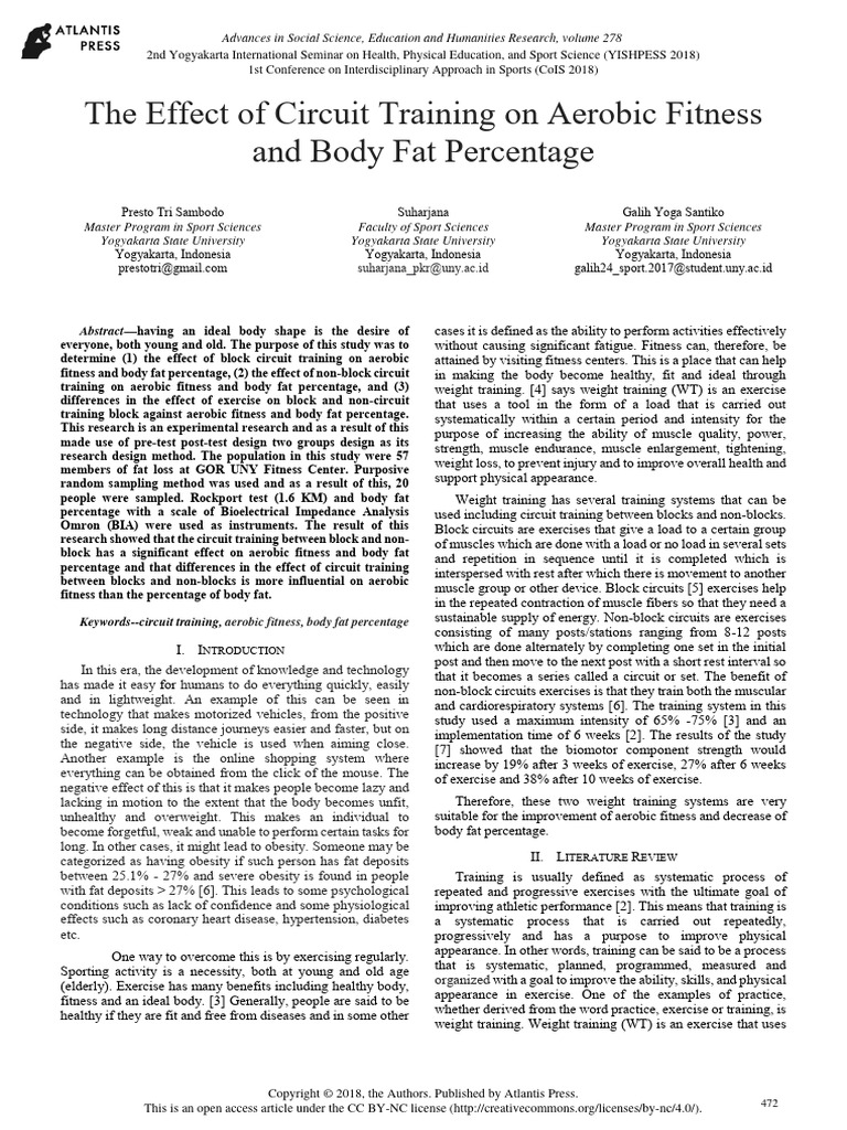 The Effect of Circuit Training On Aerobic Fitness and Body Fat ...