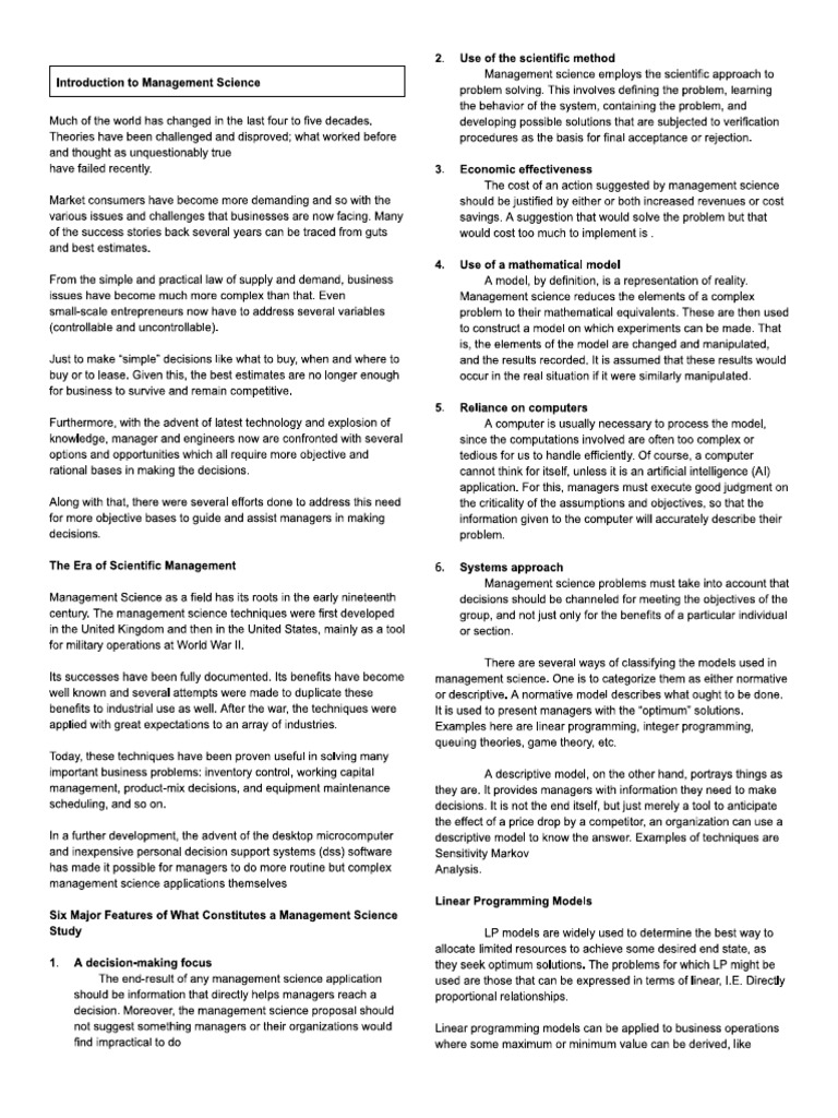 MGTSCI Midterm Notes | PDF