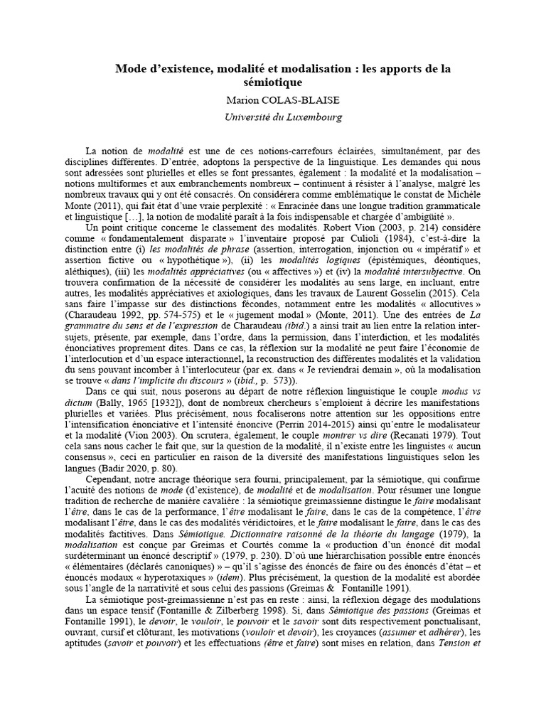 Modalité et sémiotique plurimodale | PDF | Phrase | Sémiotique