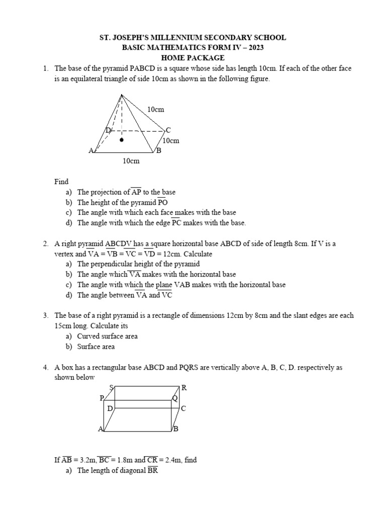 Form IV Math Problems 2023 | PDF | Area | Rectangle