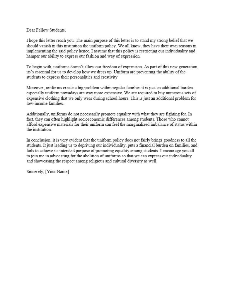 Letter For Students | PDF | Wellness