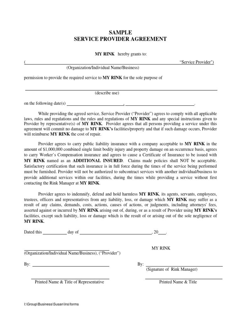 Service Provider Agreement Contract Template Example | PDF | Liability ...