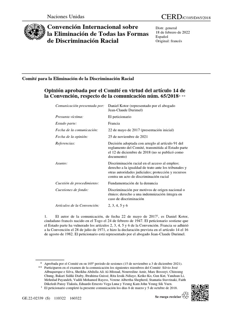 Convención Internacional Sobre La Eliminación de Todas Las Formas de ...