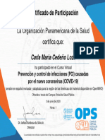 Prevención y Control de Infecciones (PCI) Causadas Por El Nuevo Coronavirus (COVID 19) - Certificado Del Curso 596307