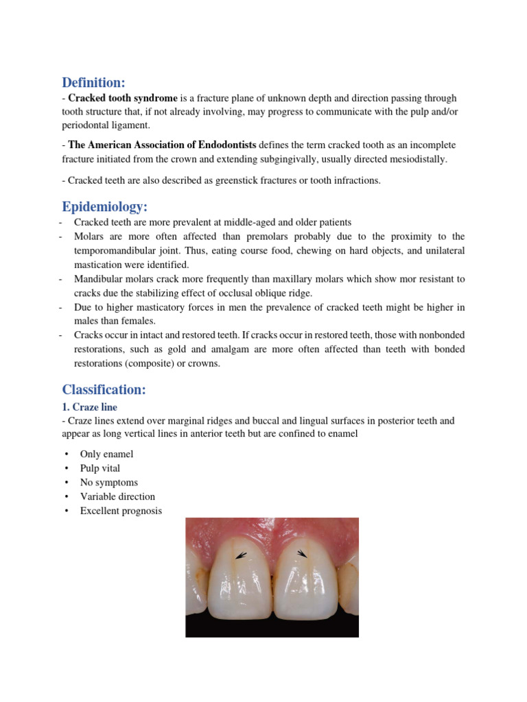 cracked tooth syndrome | PDF | Tooth | Mouth