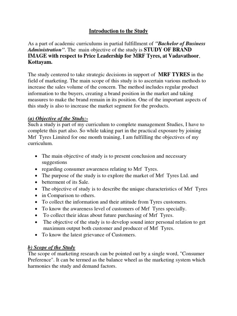 MRF | Brand | Marketing Research