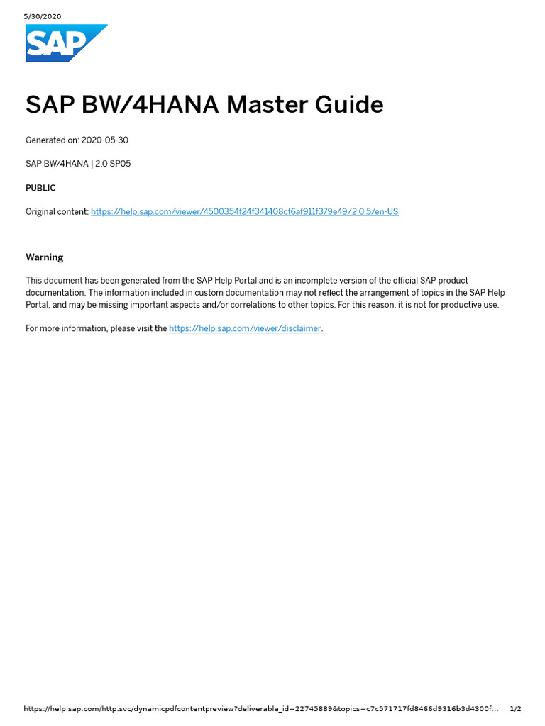 SAP BW/4HANA Post-Installation Guide | PDF | Scope (Computer Science ...