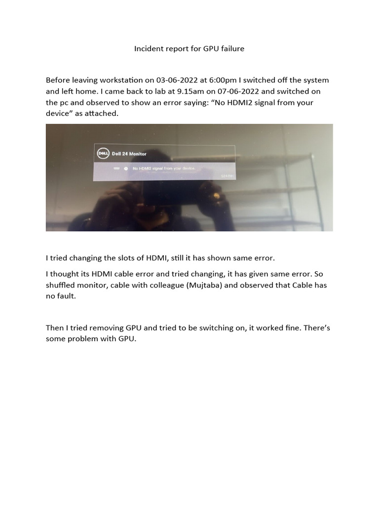 GPU Failure Incident Report: GEFORCE GTX | PDF