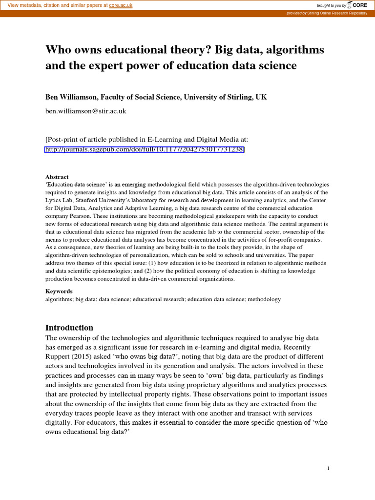 Ownership in Educational Data Science | PDF | Data Science | Data