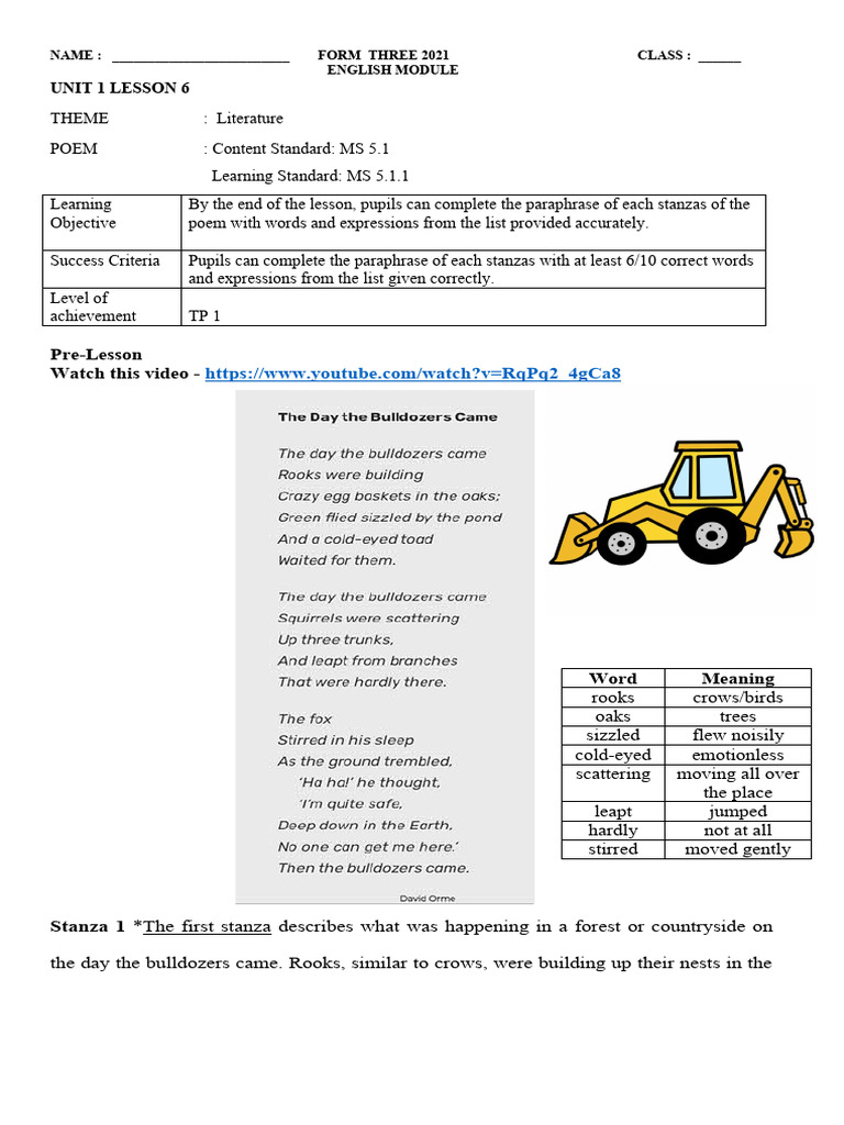 Unit 1 Lesson 6 Poem | PDF