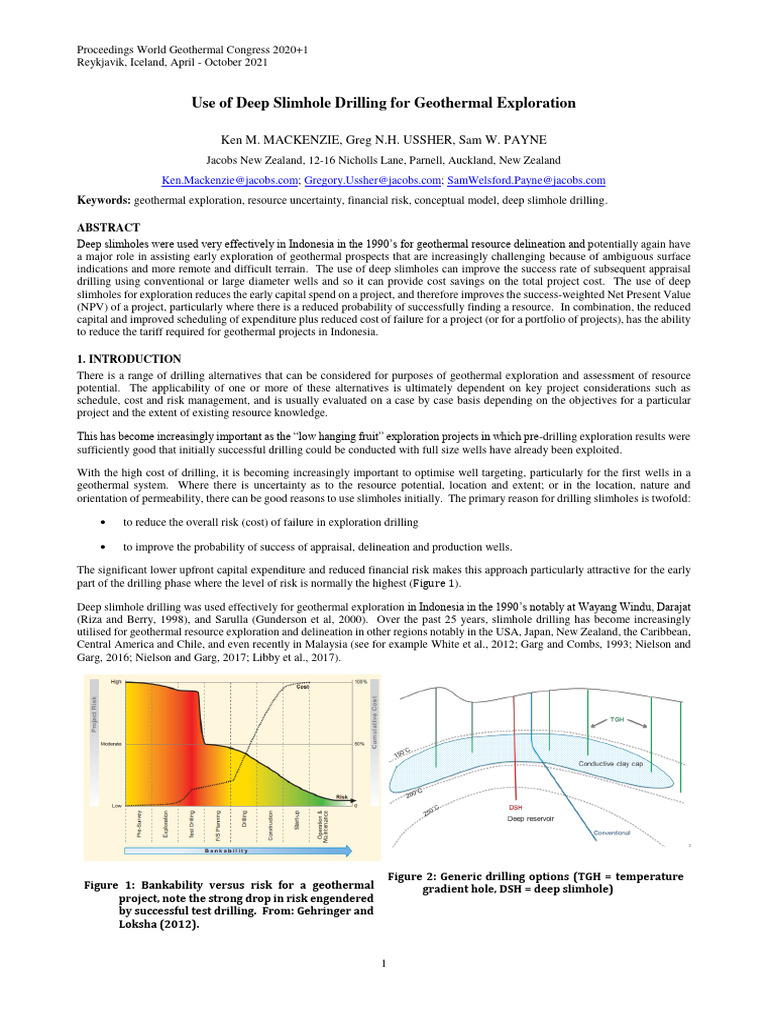 Use of Deep Slimhole Drilling For Geothermal Exploration ...