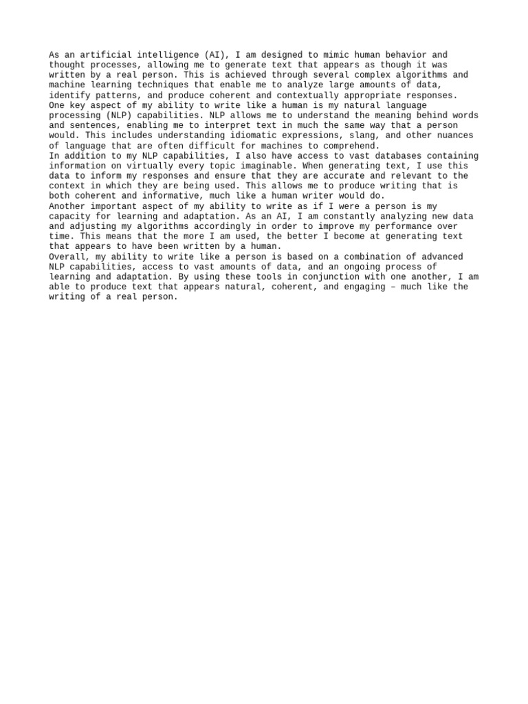 As An Artificial Intelligence (AI) | PDF
