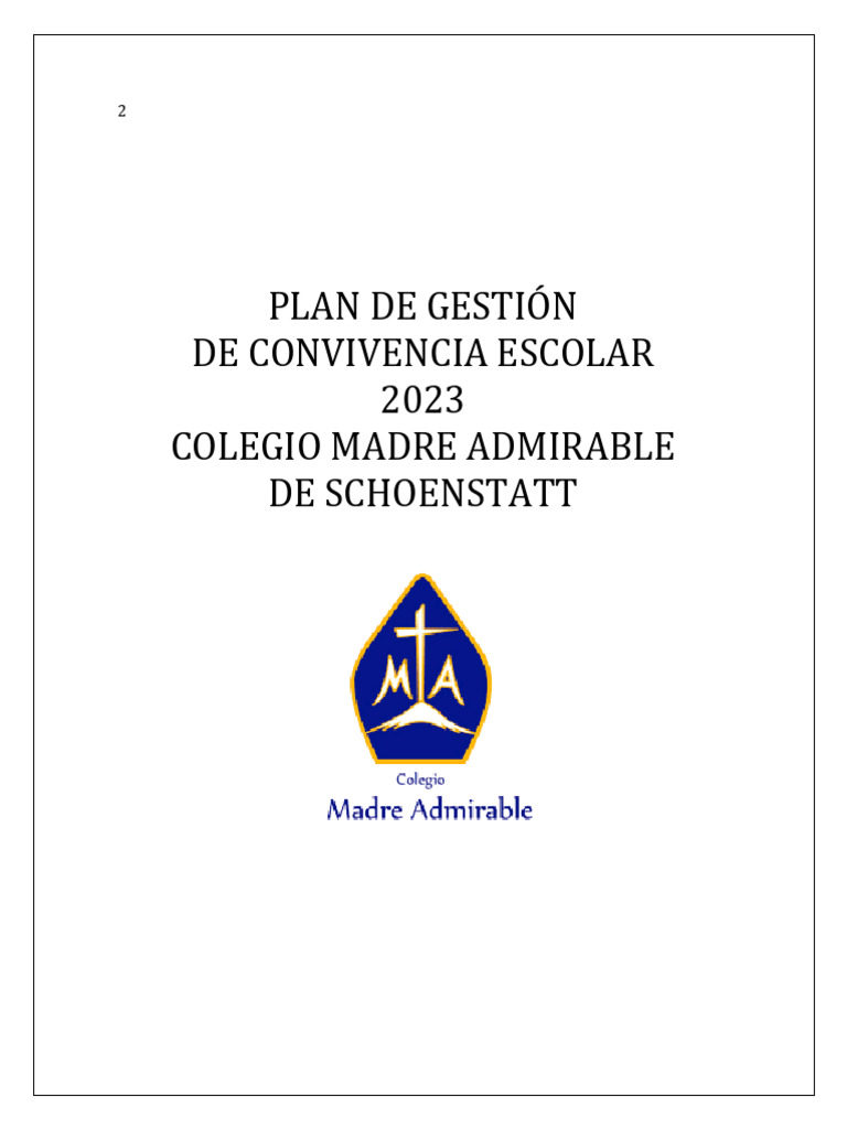Plan de Convivencia Escolar 2023 | PDF | Educación de la primera ...