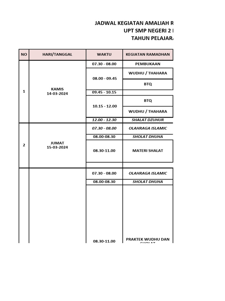 Jadwal Amaliah Ramadhan 2024 Maya Fix Pdf