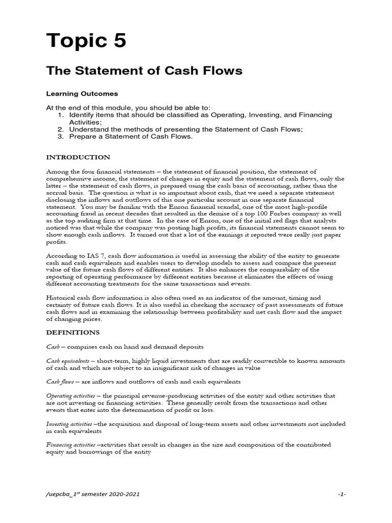 Understanding the Statement of Cash Flows | PDF | Expense | Cash Flow ...