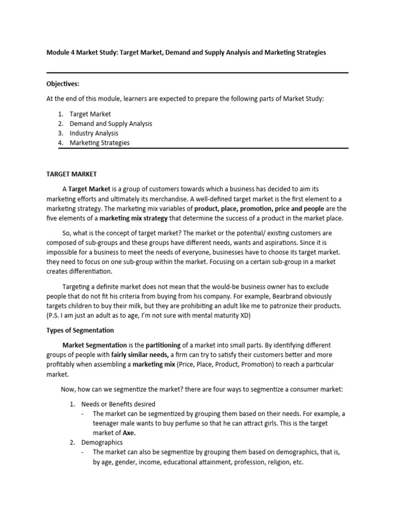 Module 4 Market Study Pdf Pricing Marketing