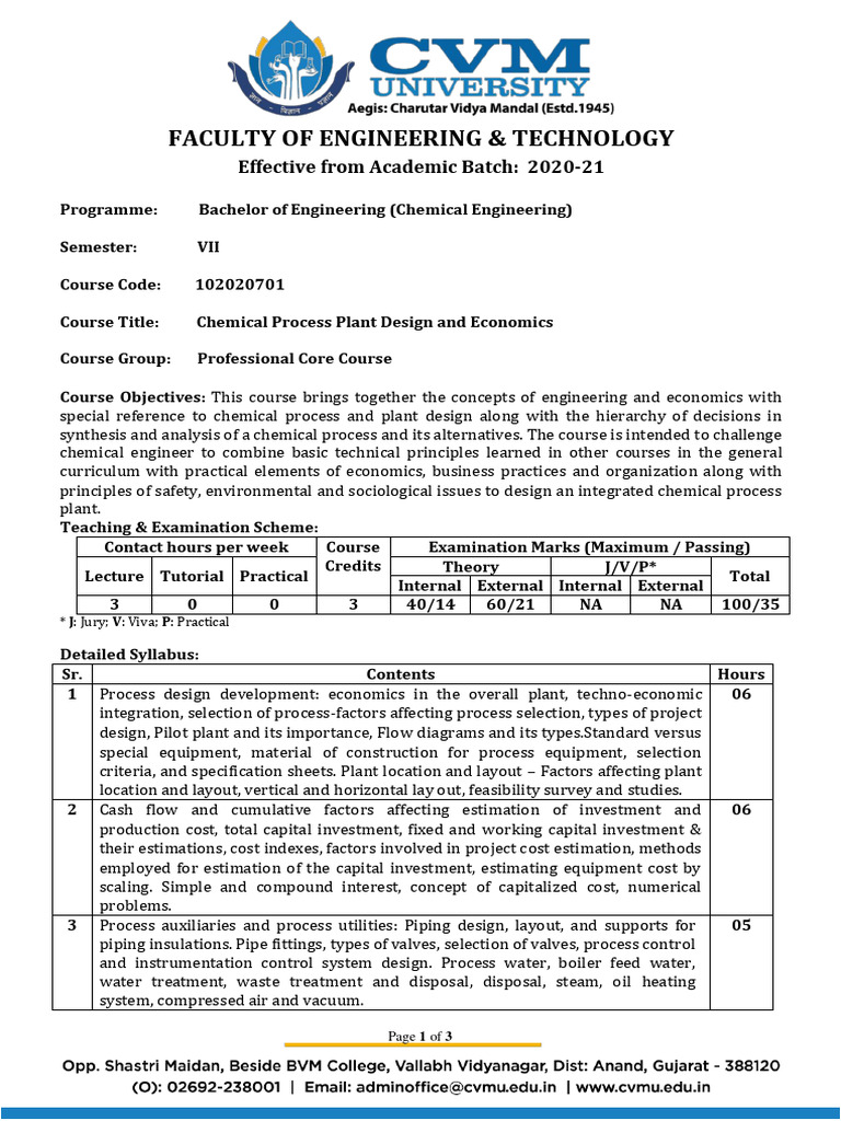 Chemical Plant Design & Economics | PDF | Chemical Engineering | Economics