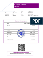 Commercial Bank of Ethiopia Customer Receipt: Payment Information
