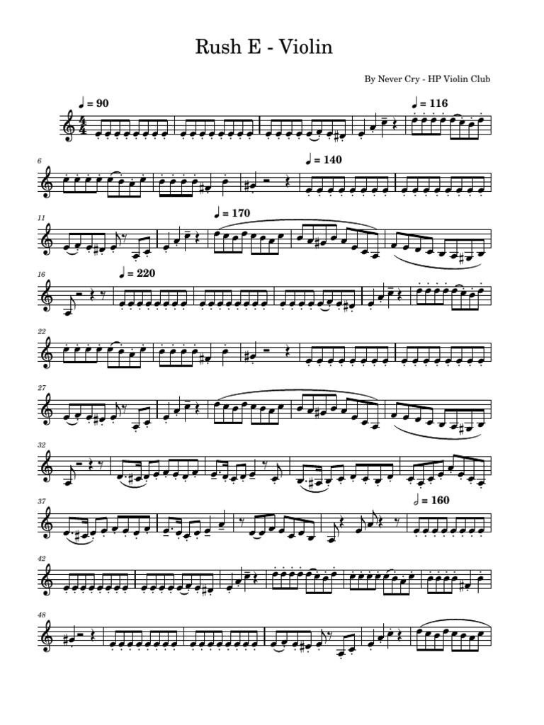 Rush E Violin Sheet Music | PDF