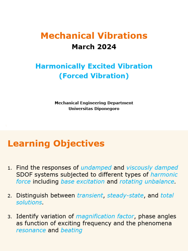 Harmonic Vibration Analysis in SDOF Systems | PDF | Damping | Classical ...