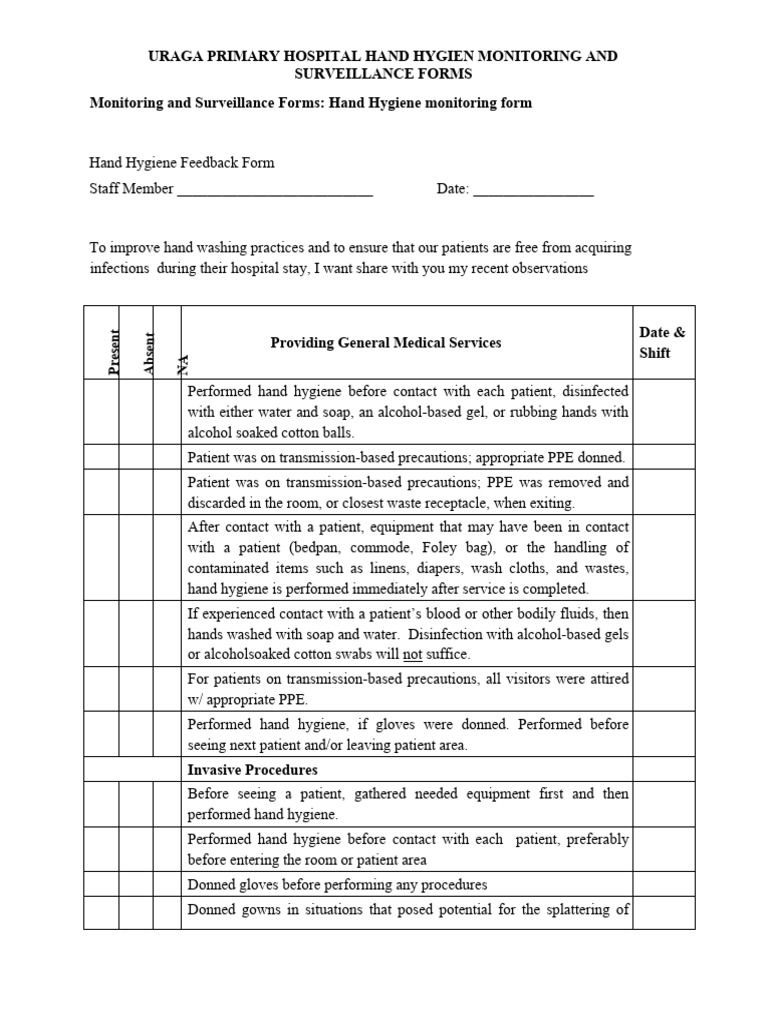Hand Washing Monitoring Tool | PDF | Hand Washing | Hygiene