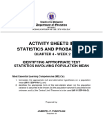Activity Sheets in Statistics and Probability